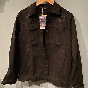 Black ripped jean jacket- brand new